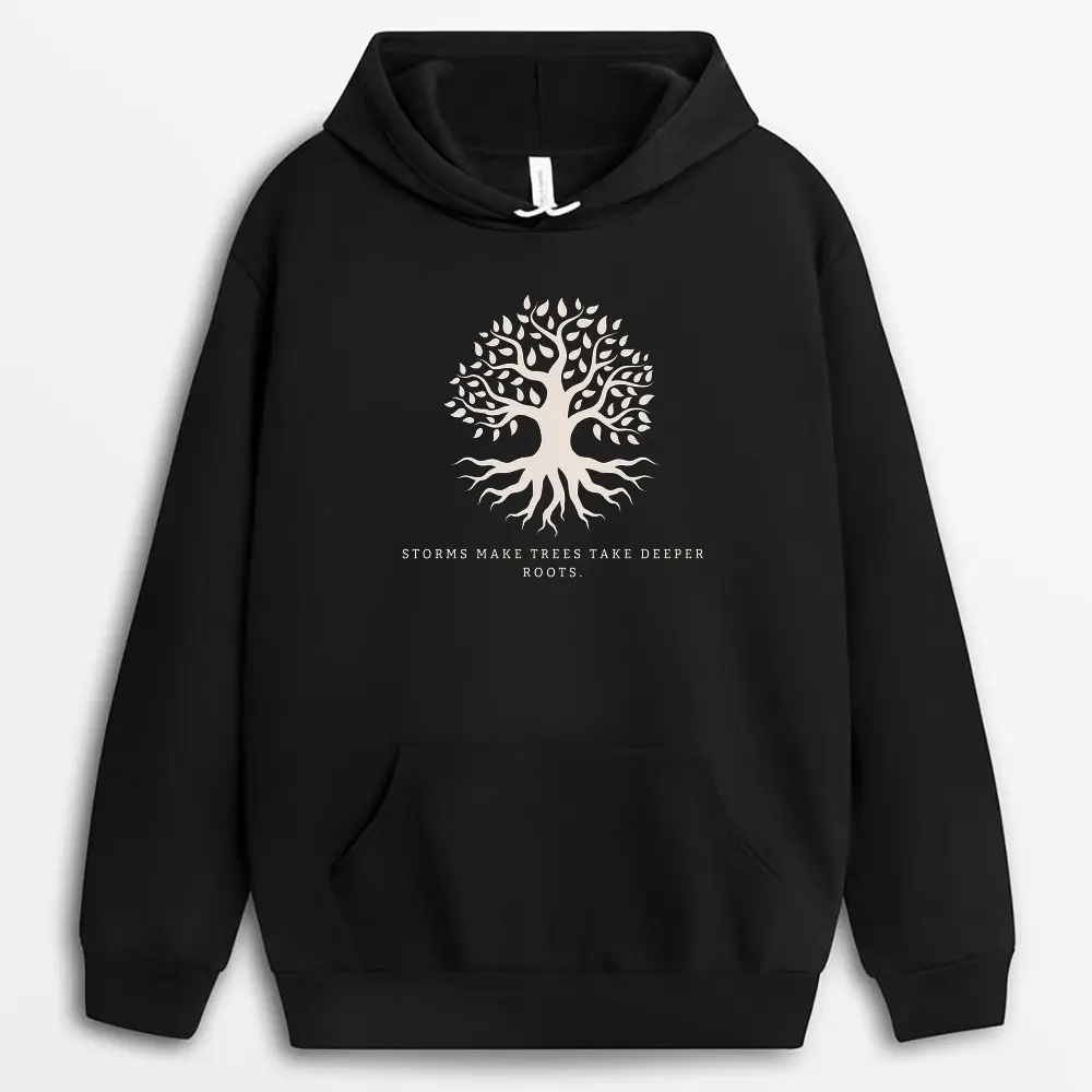 Storms Make Trees Take Deeper Roots Ascxgap Hoodie - Black